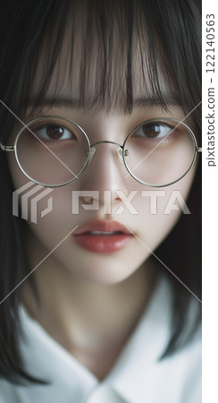 Japanese woman wearing round glasses 122140563