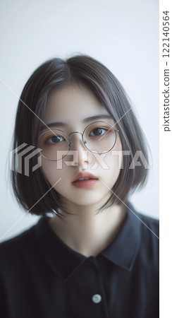 Japanese woman wearing round glasses 122140564