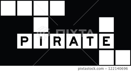 Alphabet letter in word pirate on crossword puzzle background Alphabet letter in word pirate on crossword puzzle background 122140696