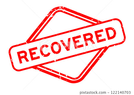 Grunge red recovered word rubber seal stamp on white background 122140703