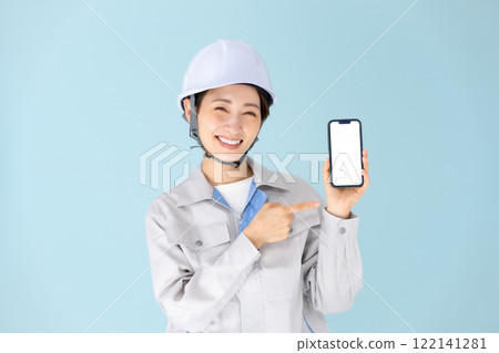 女性工作服頭盔智慧型手機 122141281