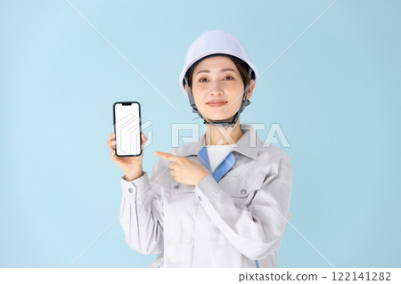 女性工作服頭盔智慧型手機 122141282