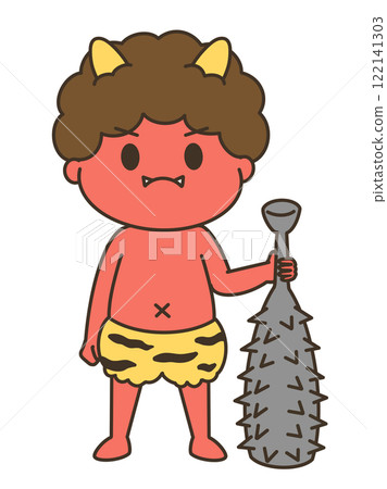 Cute illustration of an angry red demon Cute illustration of an angry red demon 122141303
