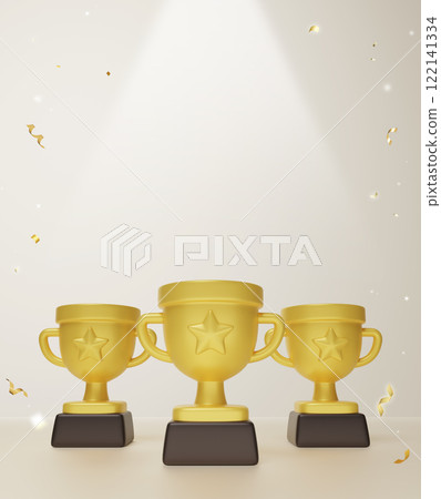 beige background trophy banner template 3D graphic 122141334