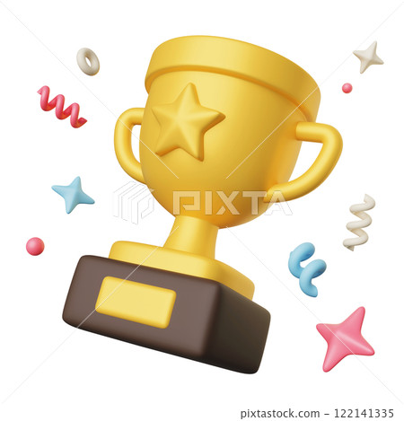 gold trophy 3D icon graphic 122141335