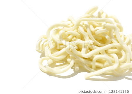 Udon noodles before boiling photographed on a white background Udon noodles before boiling photographed on a white background 122141526