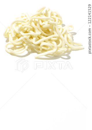 Udon noodles before boiling photographed on a white background 122141529