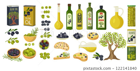 Olive foods. Product of natural healthy olive oil vegetarian sandwiches recent vector olives production 122141840