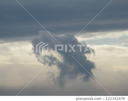 Alien cloud floating in a cloudy sky Alien cloud floating in a cloudy sky 122141876