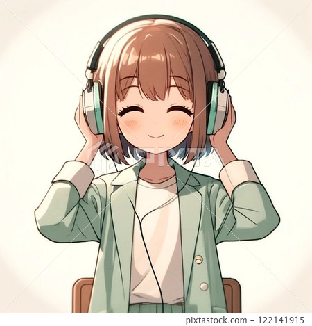 A woman listening to music 122141915