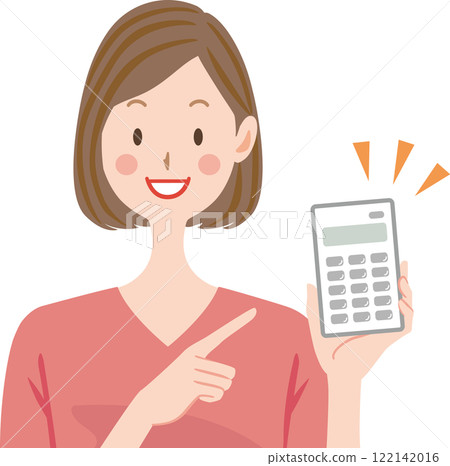 Saving calculator housewife woman illustration 122142016