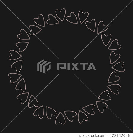 Chalk drawn outline hearts Circular Frame. White Day or Valentines Day Greeting Copy space Template 122142066