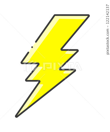Stylish design yellow lightning symbol - Lightning, electricity, power icon and shock image material 122142137
