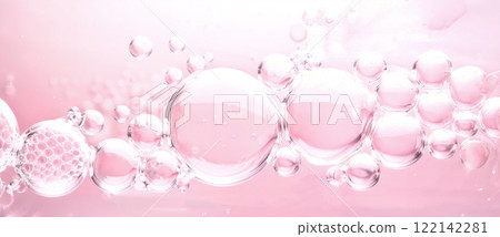 細小的碳酸氣泡，蒼白柔和的粉紅色背景 122142281