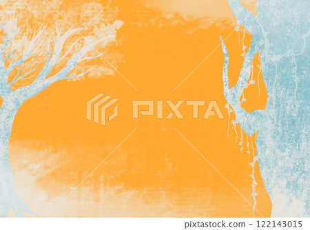 神秘的霧森林-紙張紋理簡單的森林背景圖復古橙色 122143015