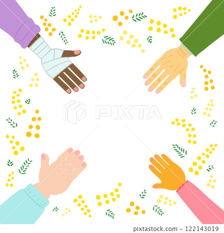 Various people's hands and mimosas Various people's hands and mimosas 122143019