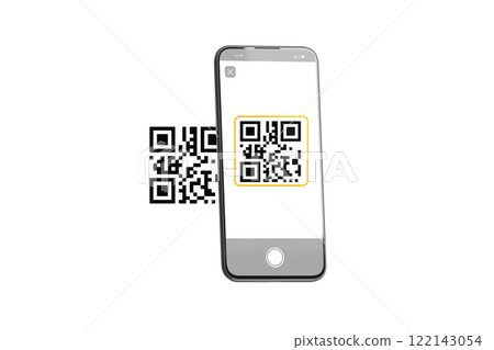 Qr code scanning on phone screen, isolated 122143054