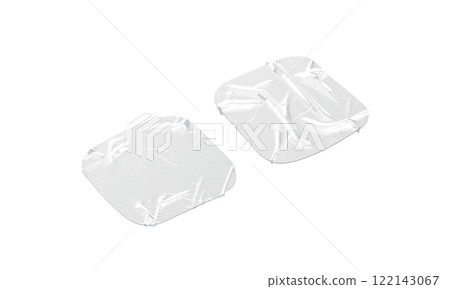 Blank white square adhesive crumpled tape mockup, side view 122143067