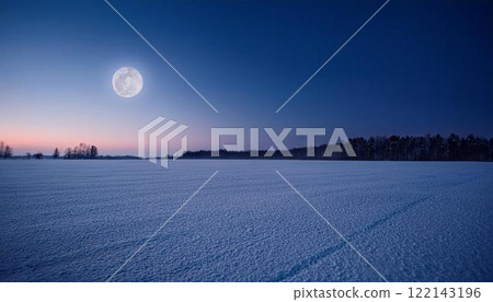 圖 3 滿月照亮的美麗雪原 122143196