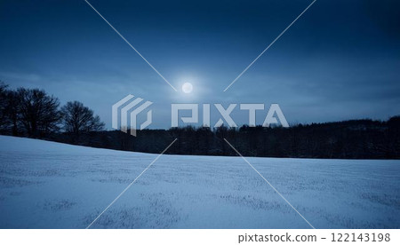 圖 1 滿月照亮的美麗雪原 122143198