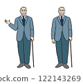 Senior man in suit with cane 122143269