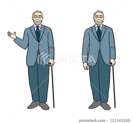 Senior man in suit with cane 122143269