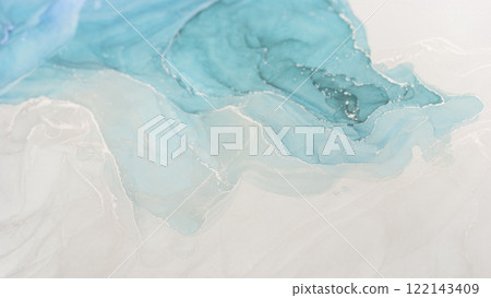 Abstract alcohol ink art featuring soothing blue tones and organic shapes for a calming effect Abstract alcohol ink art featuring soothing blue tones and organic shapes for a calming effect 122143409