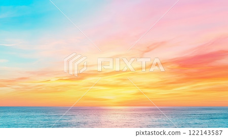 Breathtaking colorful sunset over the ocean a serene view for nature lovers and travel enthusiasts 122143587
