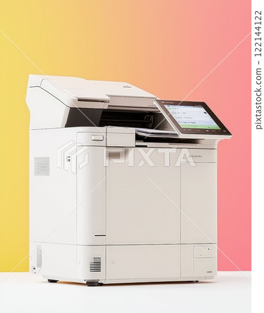 Modern office multifunction printer on gradient background 122144122