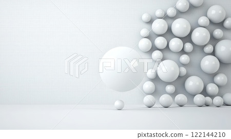 Serene white balls floating in the air a captivating visual of lightness and tranquility 122144210