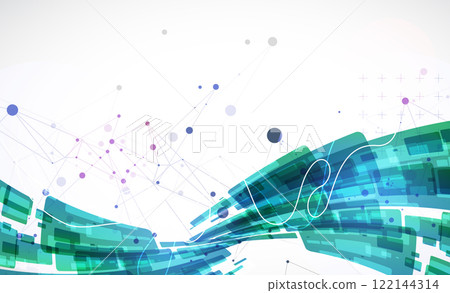 Abstract wave of rectangles with plexus elements. Hand drawn vector. 122144314