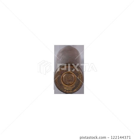 Assault rifle cartridges caliber 5.56 in a clip on a transparent background 122144371