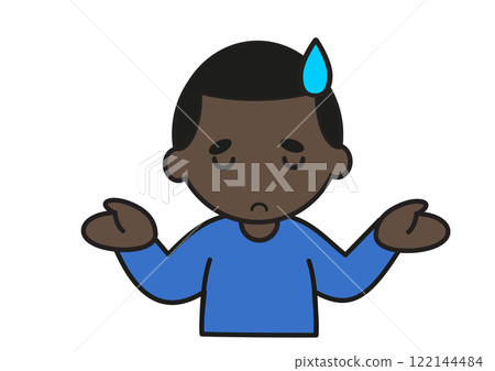 Young black man with hands up pose 122144484