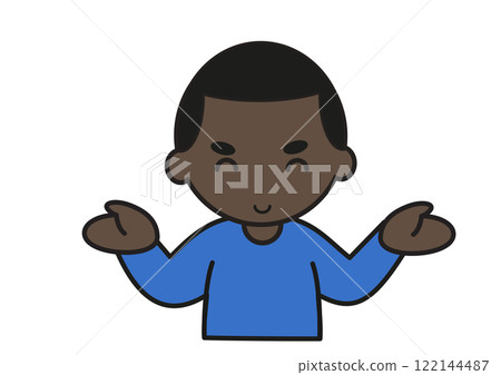 年輕的黑人男子張開雙臂微笑 年輕的黑人男子張開雙臂微笑 122144487