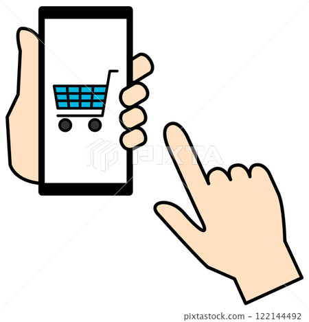 手持顯示購物網站的智慧型手機 122144492