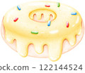 Honey glazed donuts sprinkled with colorful sugar flakes 122144524