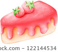 Strawberry cake decorated with 2 strawberries 122144534
