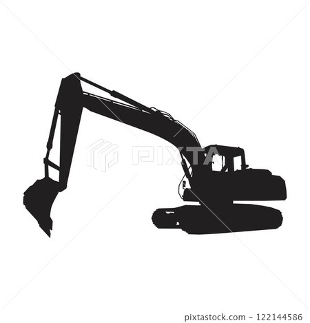 Silhouette of the excavator. Silhouette of the excavator. 122144586