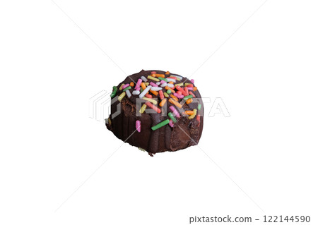 Chocolate truffle with colored pralines Chocolate truffle with colored pralines 122144590