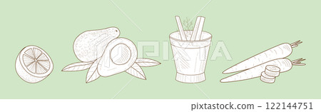 Sketch Smoothie Ingredient and Healthy Product Vector Set Sketch Smoothie Ingredient and Healthy Product Vector Set 122144751
