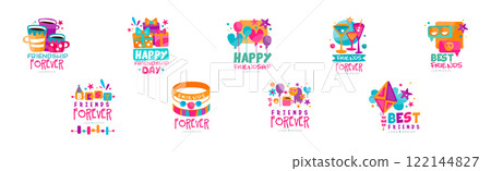 Best Friends Forever Logo Design with Colorful Element Vector Set Best Friends Forever Logo Design with Colorful Element Vector Set 122144827