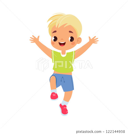 Funny Boy Kid Character Enjoy and Having Fun Vector Illustration Funny Boy Kid Character Enjoy and Having Fun Vector Illustration 122144938