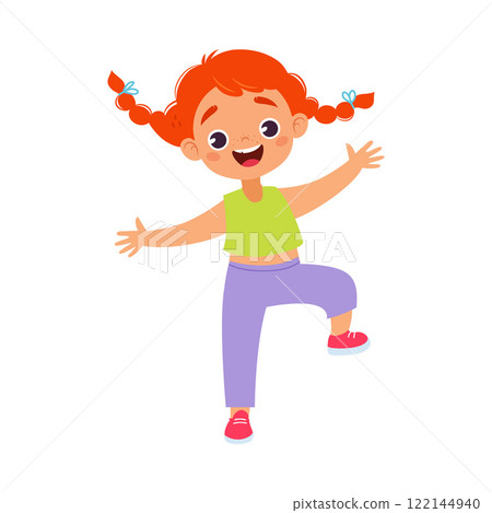 Funny Girl Kid Character Enjoy and Having Fun Vector Illustration Funny Girl Kid Character Enjoy and Having Fun Vector Illustration 122144940