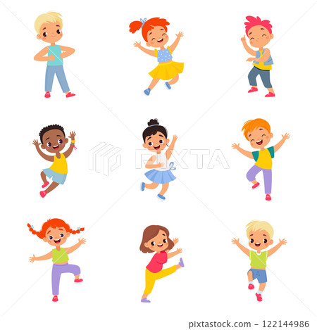 Funny Kids Character Enjoy and Having Fun Vector Set Funny Kids Character Enjoy and Having Fun Vector Set 122144986