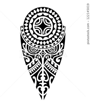 tattoo sketch maori style for leg or shoulder with swastika. 122145019