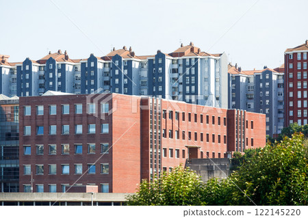 Overview of buildings with individual dwellings for private use in a city. Overview of buildings with individual dwellings for private use in a city. 122145220