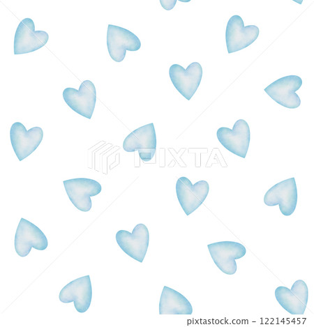 Blue hearts seamless pattern. Cute illustration for Valentine's day decoration. Romantic background, great for greeting card, wallpaper or fabric design. Blue hearts seamless pattern. Cute illustration for Valentine's day decoration. Romantic background, great for greeting card, wallpaper or fabric design. 122145457