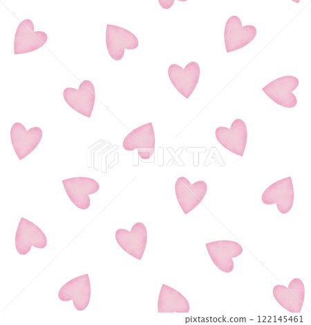 Pink hearts seamless pattern. Cute illustration for Valentine's day decoration. Romantic background, great for greeting card, wallpaper or fabric design. 122145461