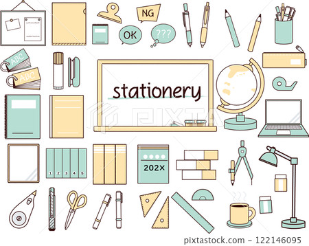 Simple stationery illustration set 2 Simple stationery illustration set 2 122146095