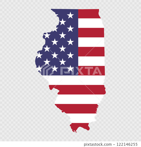 Illinois state map with American national flag. 122146255